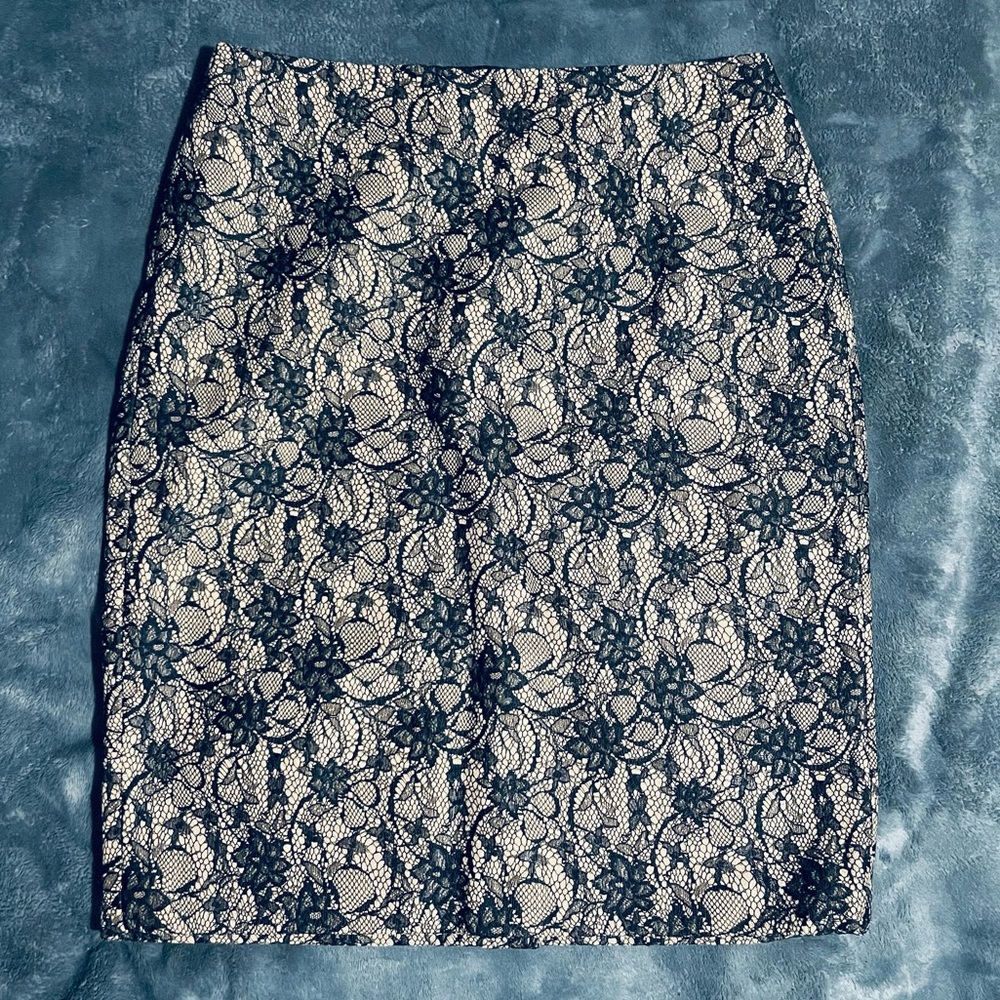 Talbots Tan Skirt with Black Lace